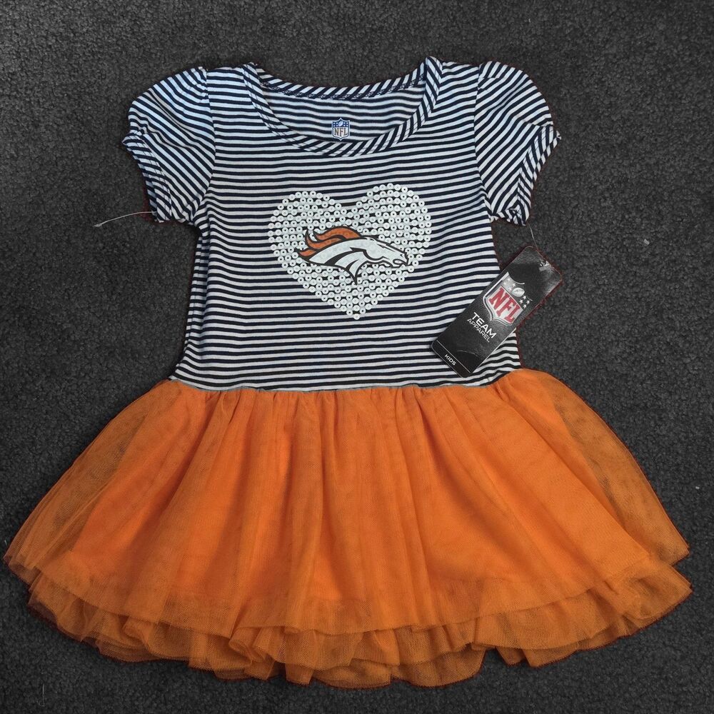 Denver Broncos NFL Toddler Girl Sequin orange Tutu Dress Size 24 months NWT